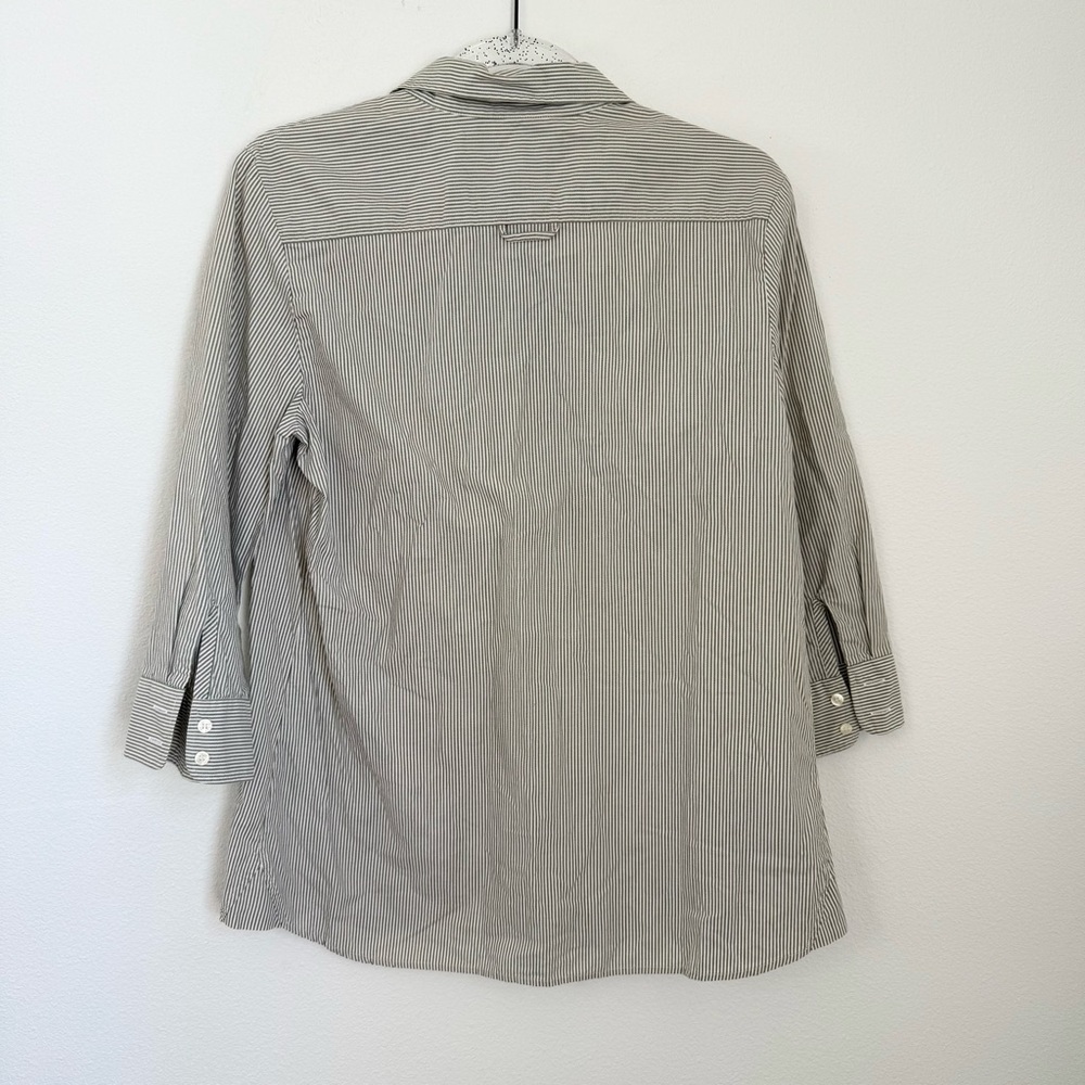 Lacoste Women’s Striped Long Sleeve Pull on Logo Shirt Size 42 L